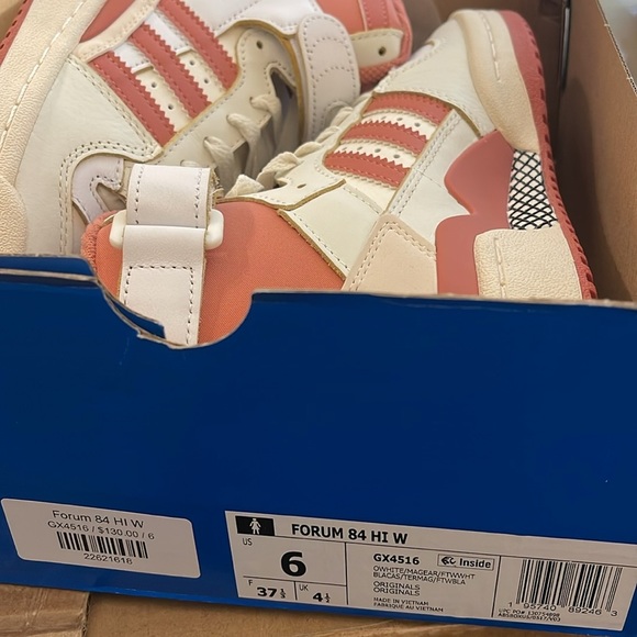 Adidas Forum 84 Women’s Off White / Magic Earth / White Hi-Top Sneaker Sz 6.5 - Picture 5 of 5